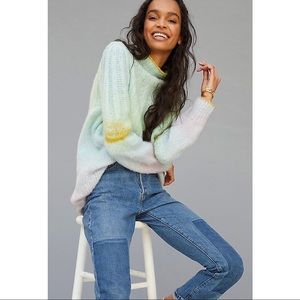 Anthropologie Perri Ombre Tunic Mint Sweater NWT S